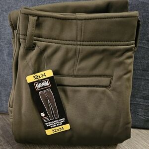 Magnum Men's Green Work Pants Microfleece Lined Water Repellent Stretch